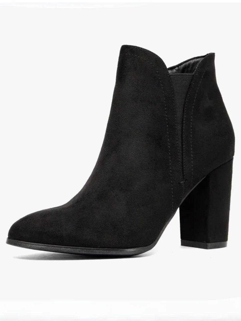 Newbella Black Suede Pointed Toe Bootie | 3